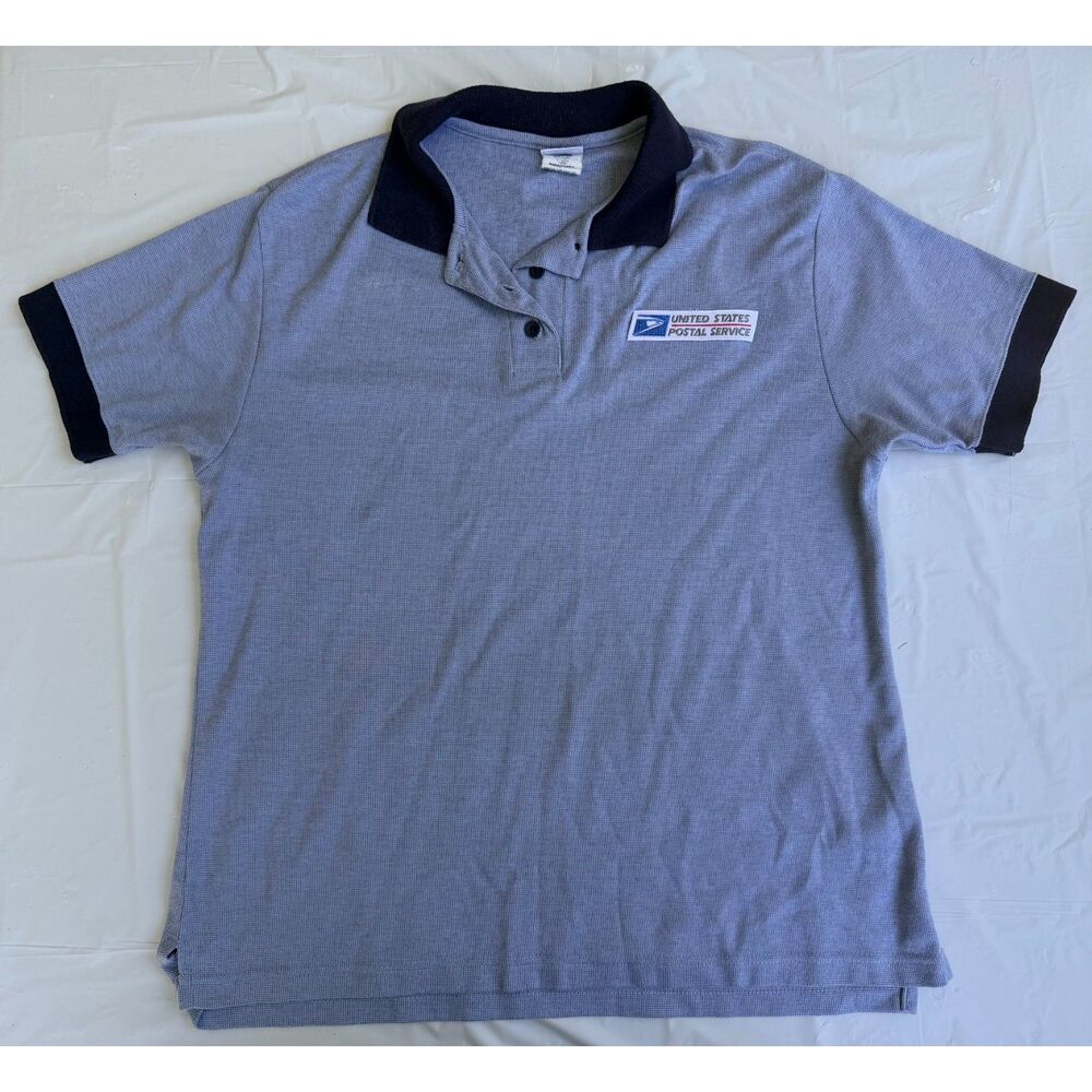 USPS Uniform Polo Shirt XL Made USA Postal Service Employee Blue